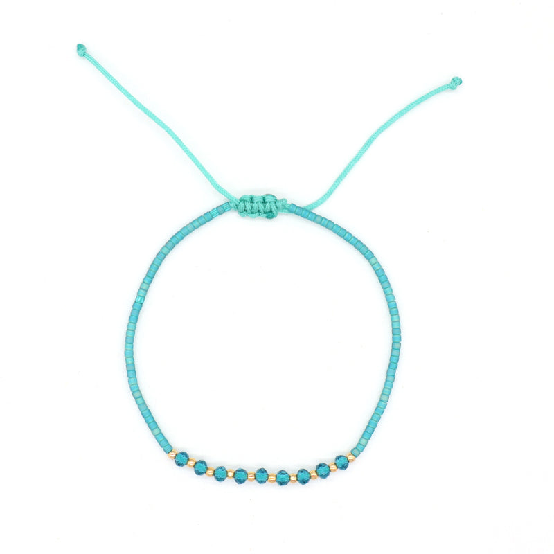 Handmade Custom Jewelry Wholesale Fashion Gold Plated Beads Adjustable Glass Crystal Braided Woven Macrame Miyuki Bracelet