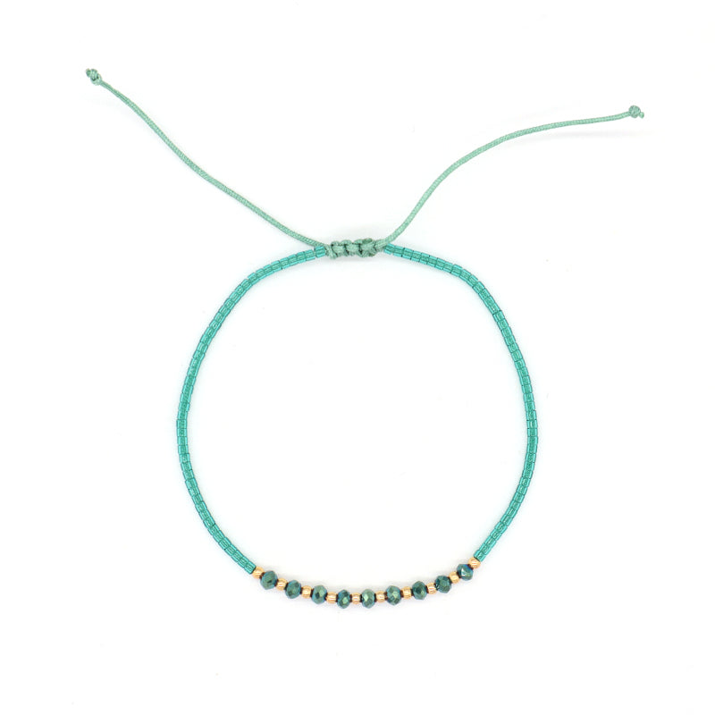 Handmade Custom Jewelry Wholesale Fashion Gold Plated Beads Adjustable Glass Crystal Braided Woven Macrame Miyuki Bracelet