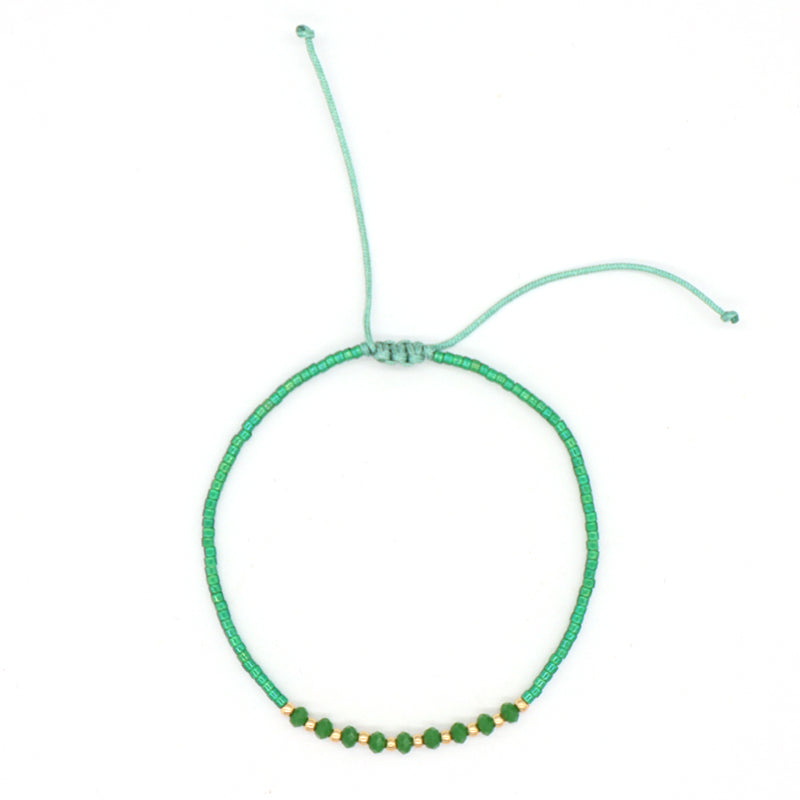 Handmade Custom Jewelry Wholesale Fashion Gold Plated Beads Adjustable Glass Crystal Braided Woven Macrame Miyuki Bracelet