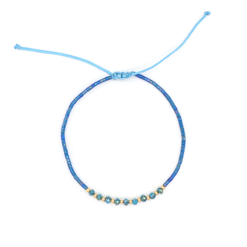 Handmade Custom Jewelry Wholesale Fashion Gold Plated Beads Adjustable Glass Crystal Braided Woven Macrame Miyuki Bracelet