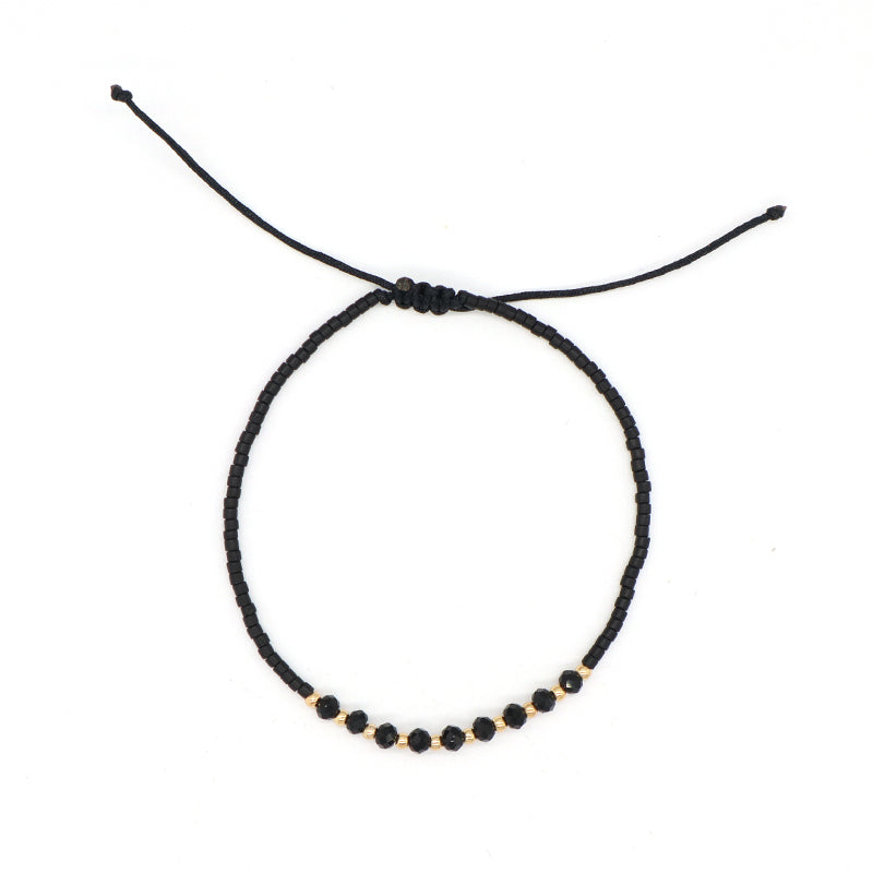 Handmade Custom Jewelry Wholesale Fashion Gold Plated Beads Adjustable Glass Crystal Braided Woven Macrame Miyuki Bracelet