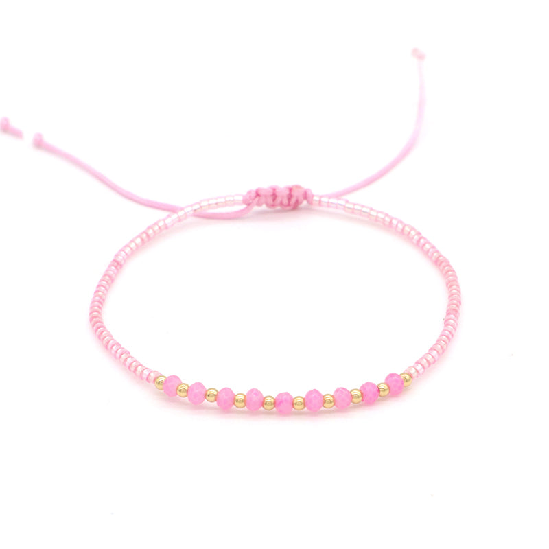Handmade Custom Jewelry Wholesale Fashion Gold Plated Beads Adjustable Glass Crystal Braided Woven Macrame Miyuki Bracelet