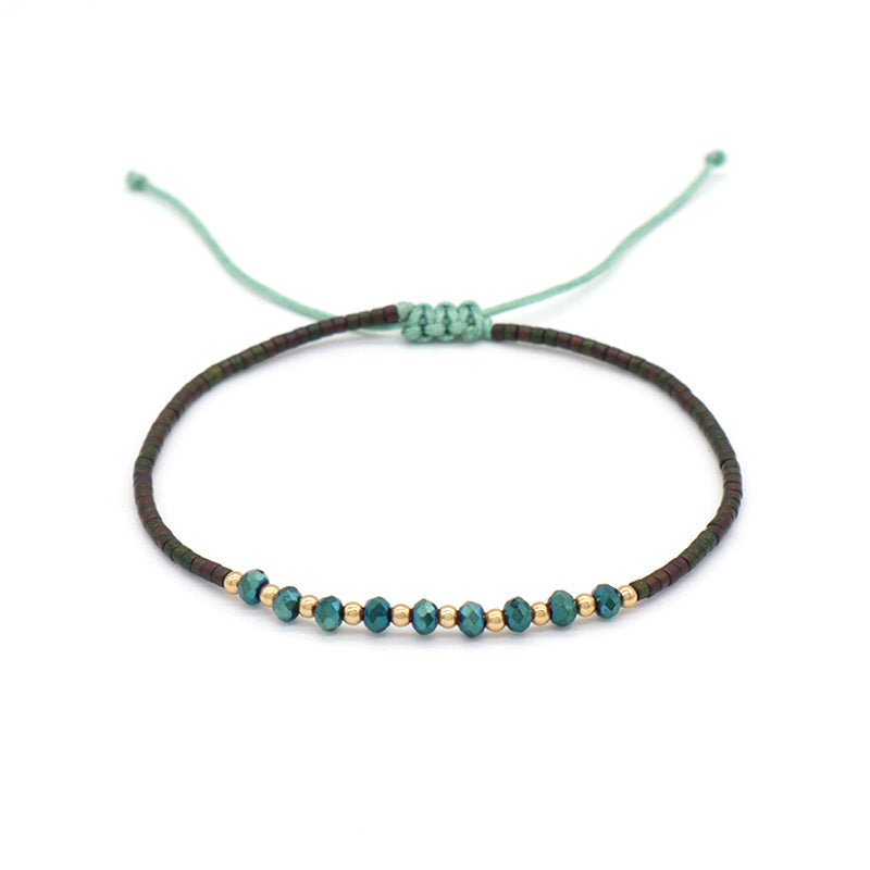 Handmade Custom Jewelry Wholesale Fashion Gold Plated Beads Adjustable Glass Crystal Braided Woven Macrame Miyuki Bracelet