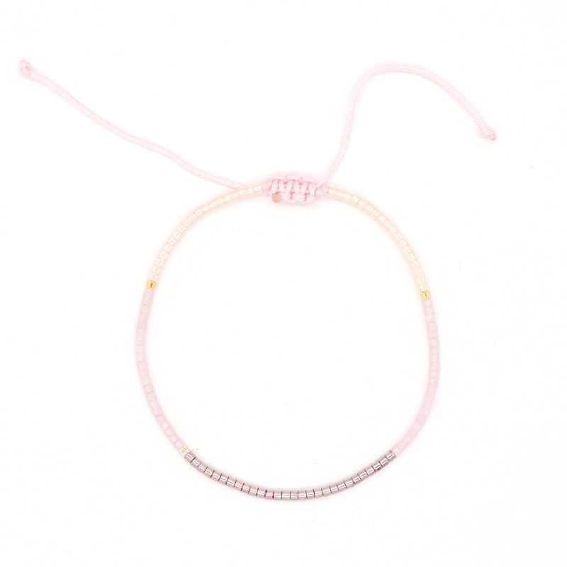 Custom Handmade Wholesale Miyuki Bracelet Jewelry Adjustable Pink Woven Macrame Miyuki Beads Bracelet For Teen Girl Women