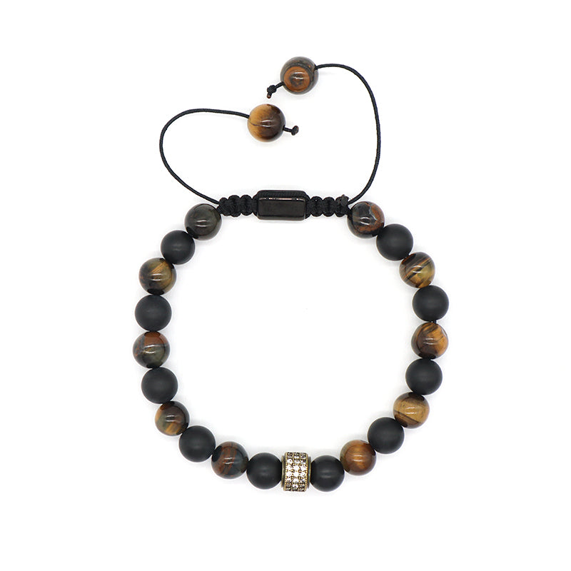 Adjustable Handmade Wholesale Custom Fashion Jewelry CZ 8mm Stone Beads Natural Stone Woven Macrame Knots Bracelet For Men Women