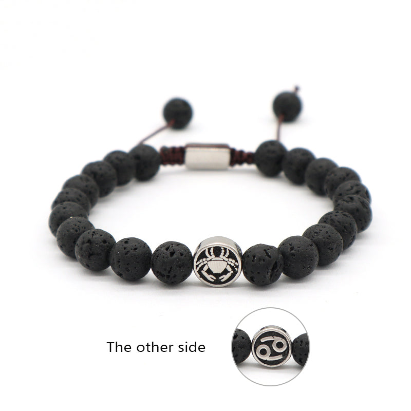 Custom Wholesale Women Men Yoga Adjustable Handmade 12 Constellations Stainless Steel Charm Macrame Knots Natural Stone Bracelet
