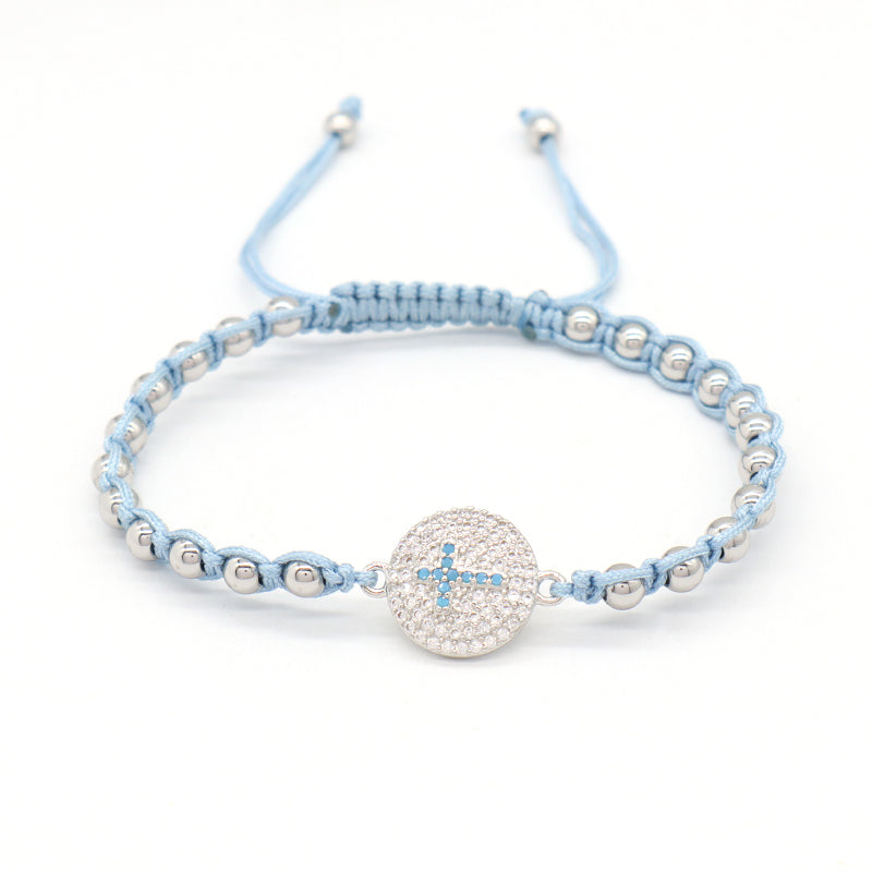 Friendship OEM Custom Gold Plated 4mm Beaded Women Jewelry Handmade Woven Braided Star Evil Eyes Cross Heart Charm Bracelets