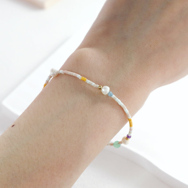 Handmade OEM Custom Women Jewelry Adjustable Gold Plated Beads Natural Fresh Water Pearl Braided Woven Macrame Miyuki Bracelet