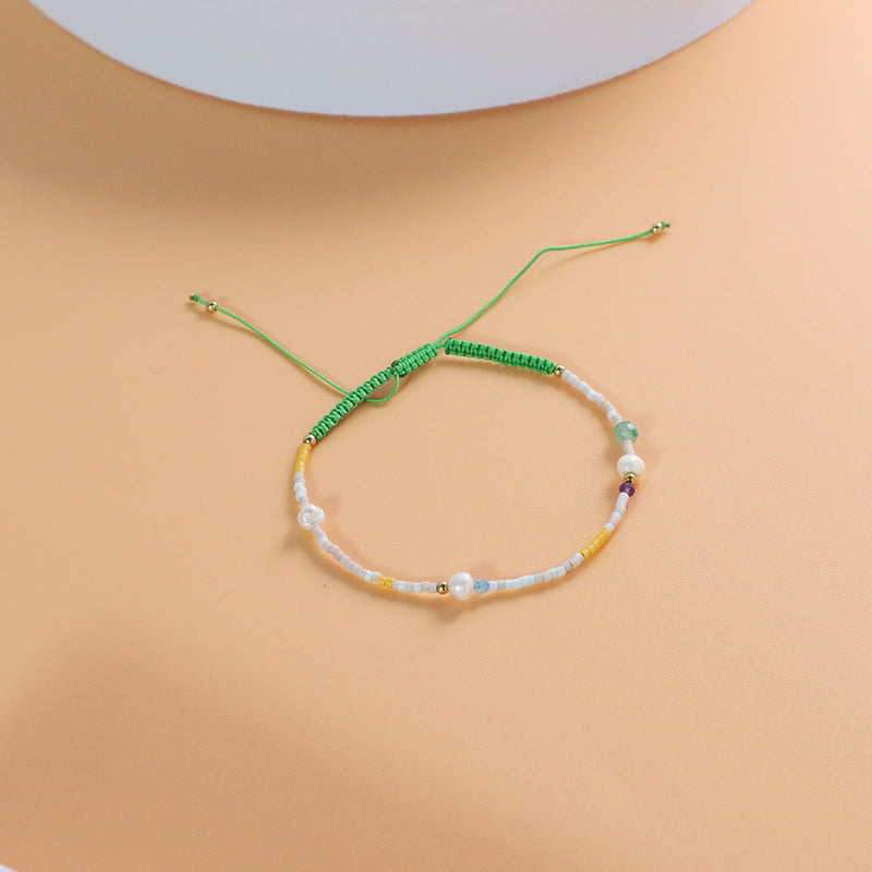 Handmade OEM Custom Women Jewelry Adjustable Gold Plated Beads Natural Fresh Water Pearl Braided Woven Macrame Miyuki Bracelet
