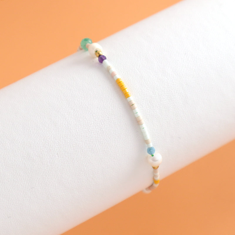 Handmade OEM Custom Women Jewelry Adjustable Gold Plated Beads Natural Fresh Water Pearl Braided Woven Macrame Miyuki Bracelet