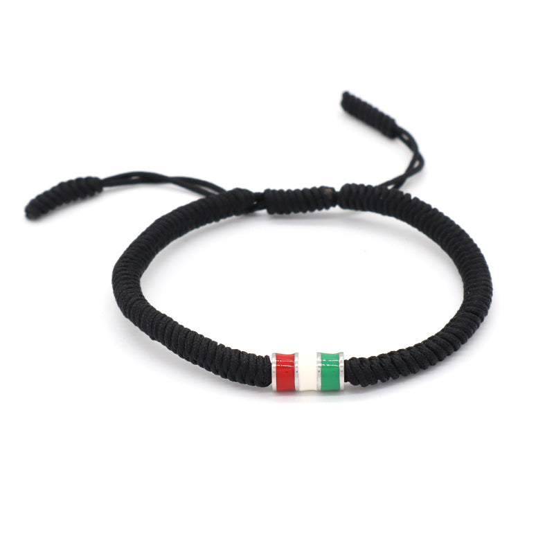 New Arrival OEM Custom Wholesale Jewelry Enamel Stainless Steel Charm Adjustable Rope Braided Handmade Woven Macrame Bracelet