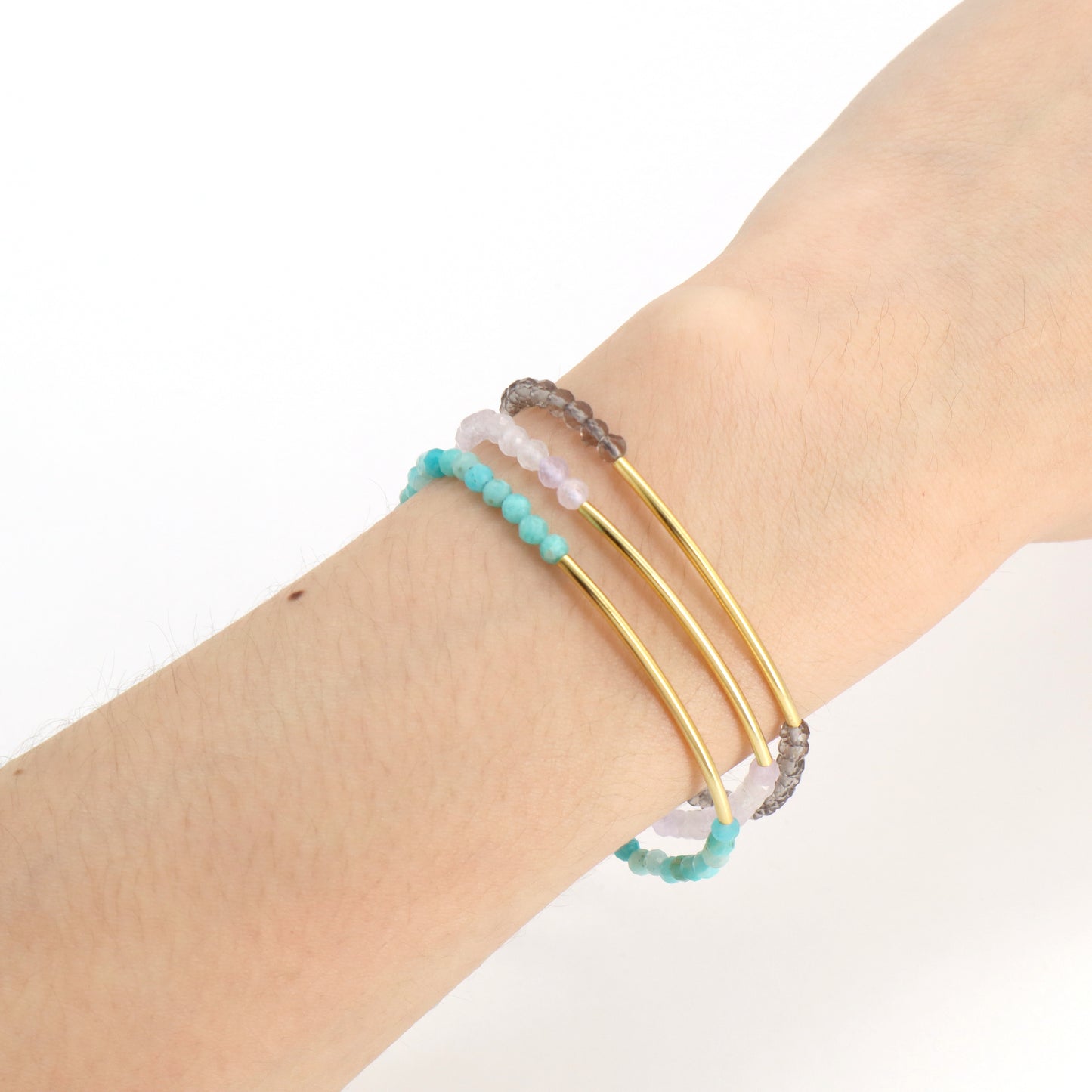 Custom OEM Handmade Wholesale Adjustable Women Macrame Energy Gold Plated 925 Sterling Silver Natural Stone Bracelet