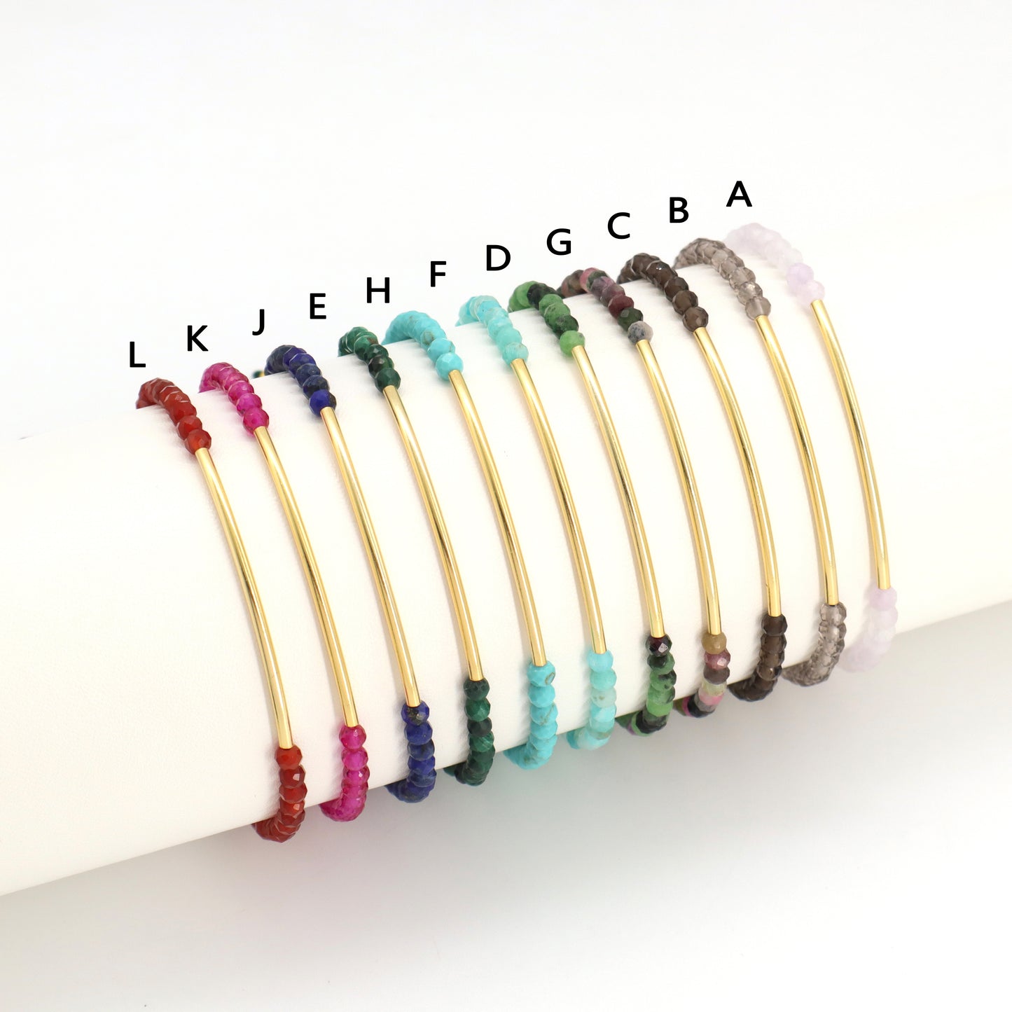 Custom OEM Handmade Wholesale Adjustable Women Macrame Energy Gold Plated 925 Sterling Silver Natural Stone Bracelet