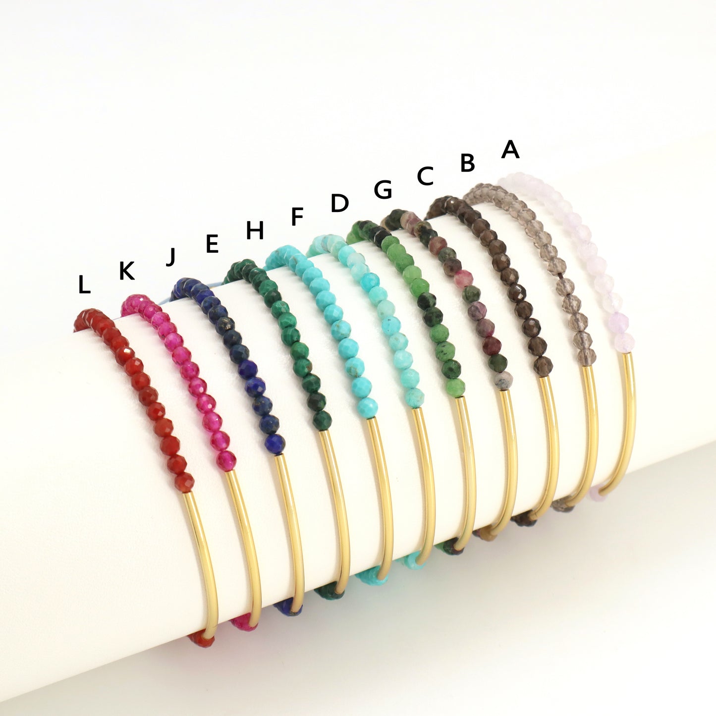 Custom OEM Handmade Wholesale Adjustable Women Macrame Energy Gold Plated 925 Sterling Silver Natural Stone Bracelet