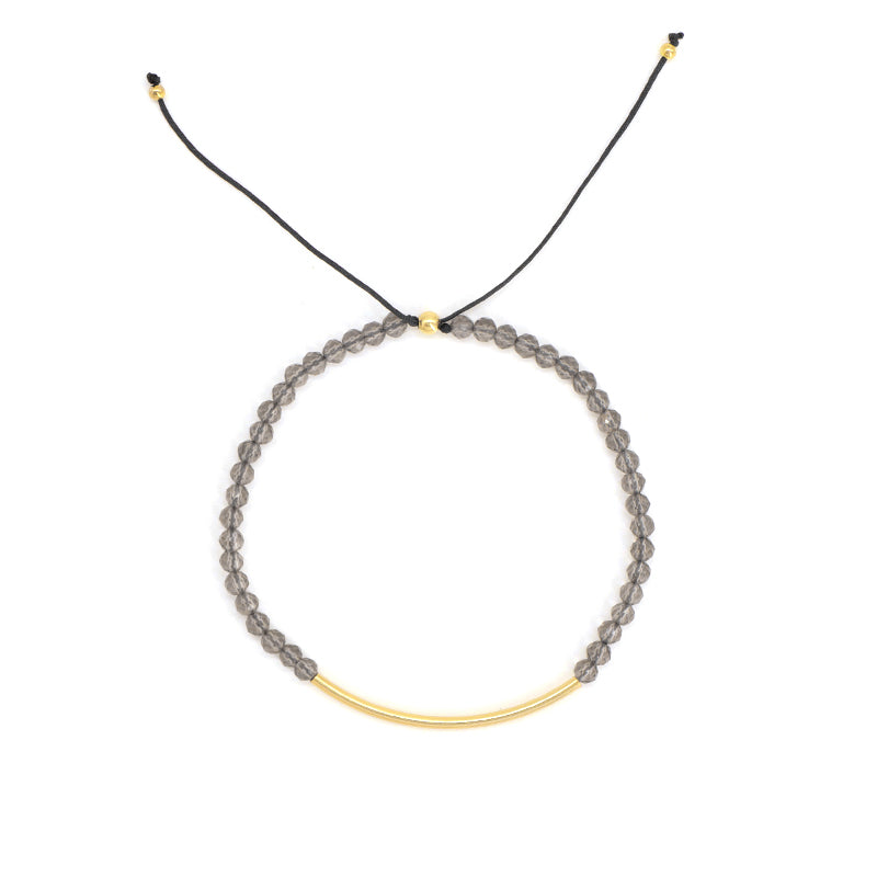 Custom OEM Handmade Wholesale Adjustable Women Macrame Energy Gold Plated 925 Sterling Silver Natural Stone Bracelet