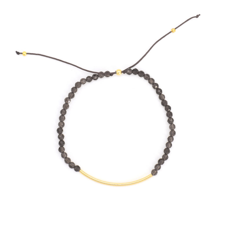 Custom OEM Handmade Wholesale Adjustable Women Macrame Energy Gold Plated 925 Sterling Silver Natural Stone Bracelet