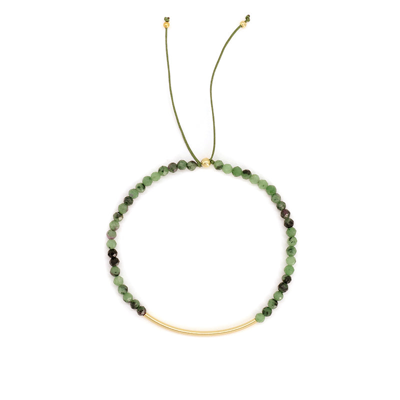 Custom OEM Handmade Wholesale Adjustable Women Macrame Energy Gold Plated 925 Sterling Silver Natural Stone Bracelet