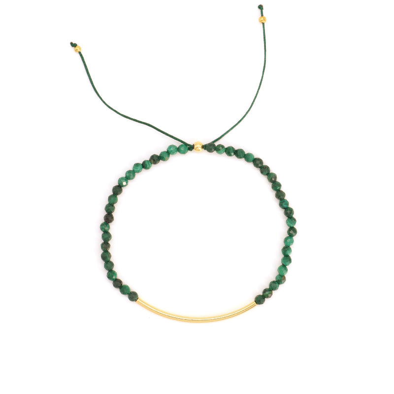 Custom OEM Handmade Wholesale Adjustable Women Macrame Energy Gold Plated 925 Sterling Silver Natural Stone Bracelet