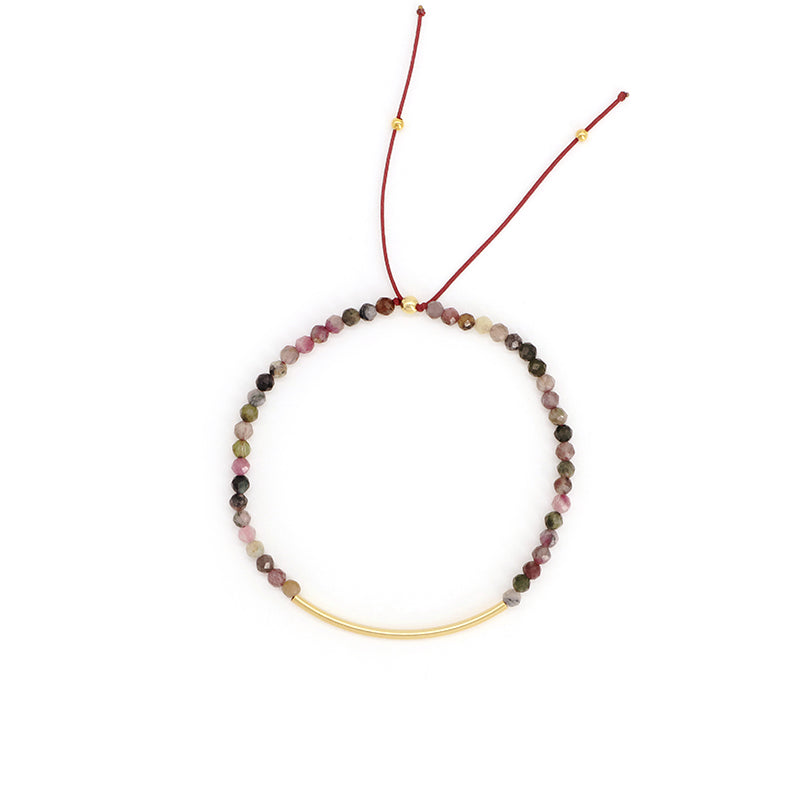 Custom OEM Handmade Wholesale Adjustable Women Macrame Energy Gold Plated 925 Sterling Silver Natural Stone Bracelet