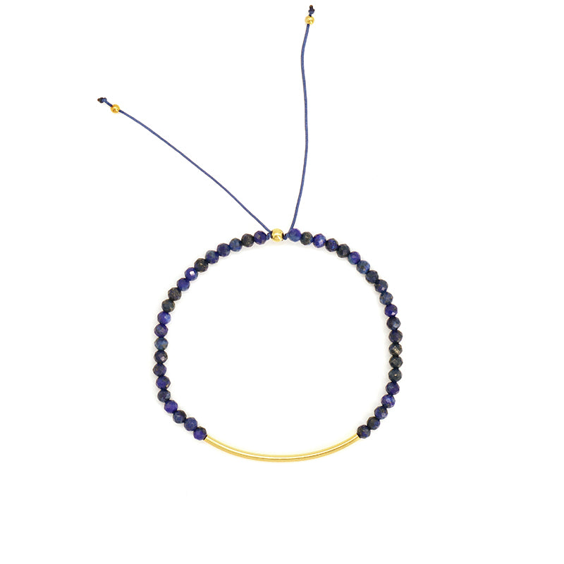 Custom OEM Handmade Wholesale Adjustable Women Macrame Energy Gold Plated 925 Sterling Silver Natural Stone Bracelet