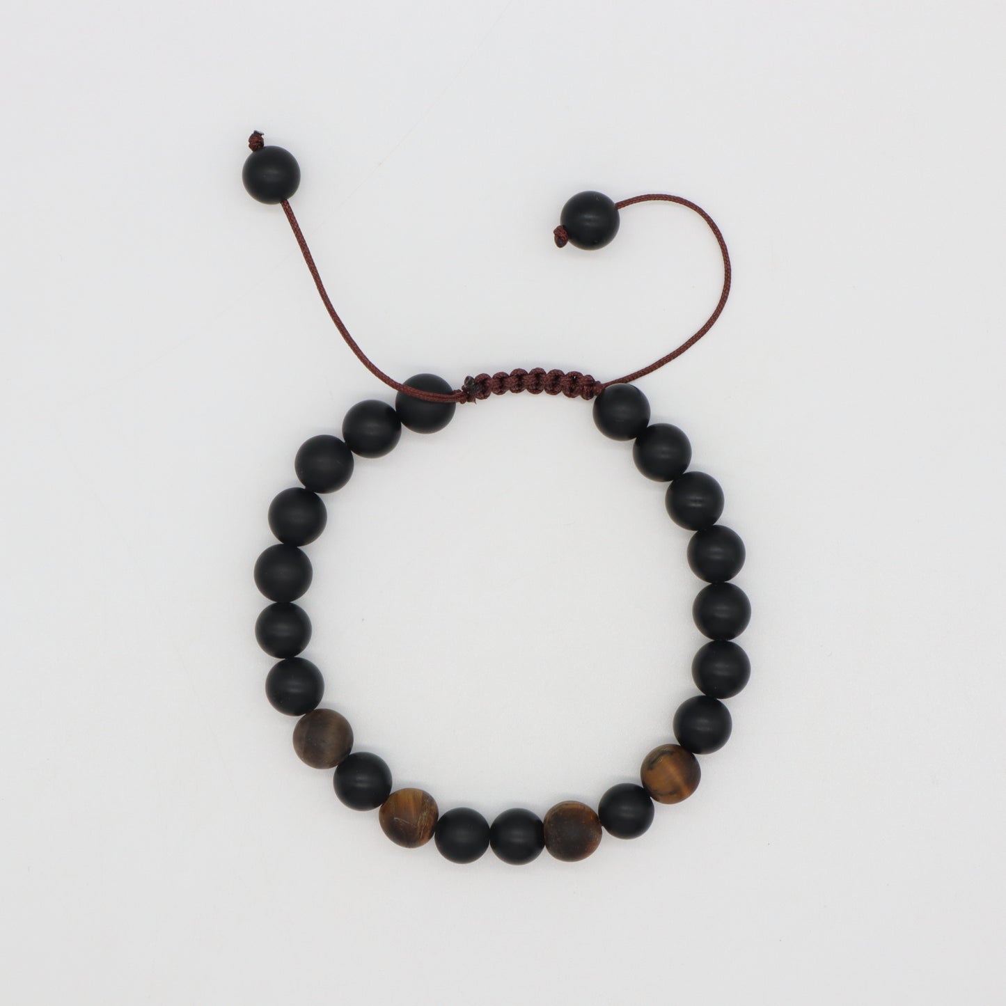 Handmade Custom 9mm Gemstone Healing Adjustable Natural Stone Woven Macrame Bracelet For Men Women