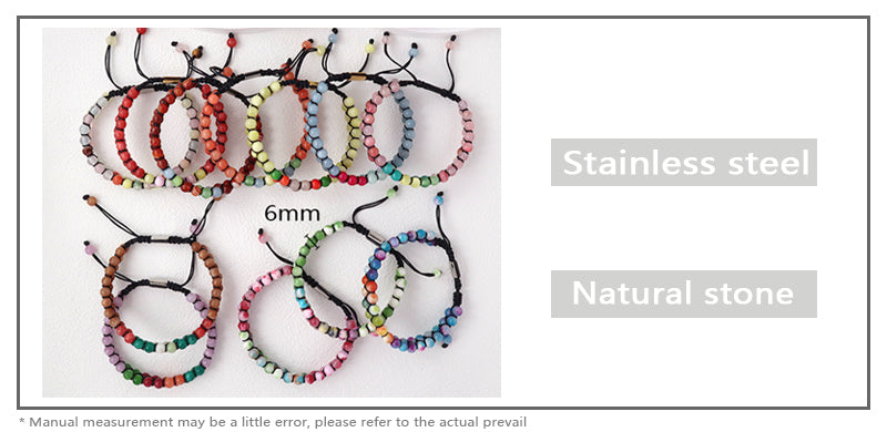 OEM Custom Double Layer Wholesale Handmade Stainless Steel Logo Woven Macrame 6mm Natural Stone Beads Bracelet For Mens Women
