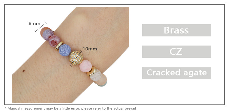 Healing Energy Gemstone Wholesale OEM Factory Custom Gold Plated Elastic Natural Stone Beads Crack Agate Bracelet For Women Gift