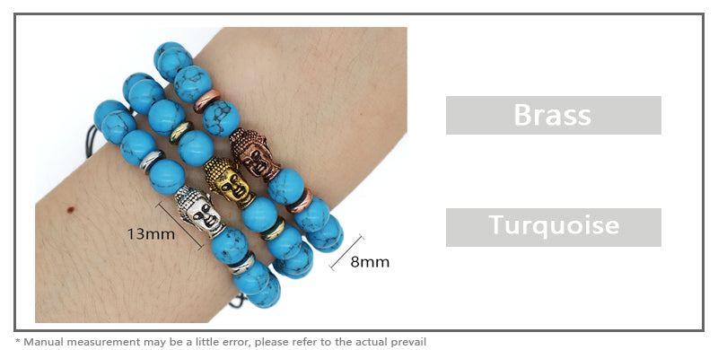 Custom Energy Gemstone Women Men OEM Wholesale Gold Plated Charm 8mm Natural Stone Braided Woven Turquoise Beads Buddha Bracelet