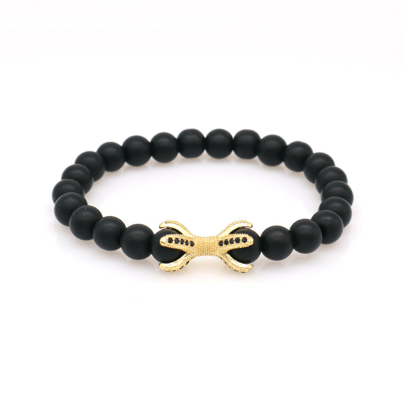 New Wholesale OEM Custom Trendy 8mm 10mm Energy Healing Natural Stone Agate Lava Beads Leopard Butterfly Bracelet For Men Women