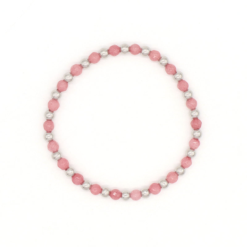 New Wholesale OEM Custom Trendy 4mm Energy Healing Green Agate Red Jade Tiger Eyes Natural Stone Silver Beads Bracelet For Women
