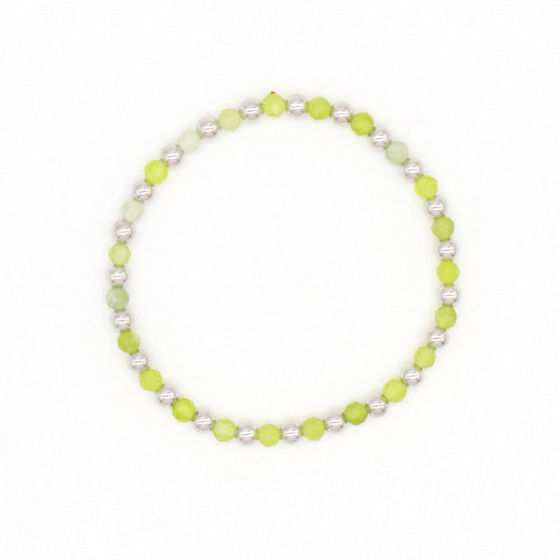 New Wholesale OEM Custom Trendy 4mm Energy Healing Green Agate Red Jade Tiger Eyes Natural Stone Silver Beads Bracelet For Women