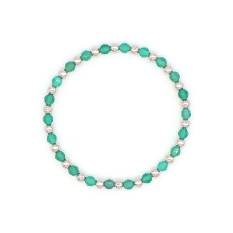 New Wholesale OEM Custom Trendy 4mm Energy Healing Green Agate Red Jade Tiger Eyes Natural Stone Silver Beads Bracelet For Women
