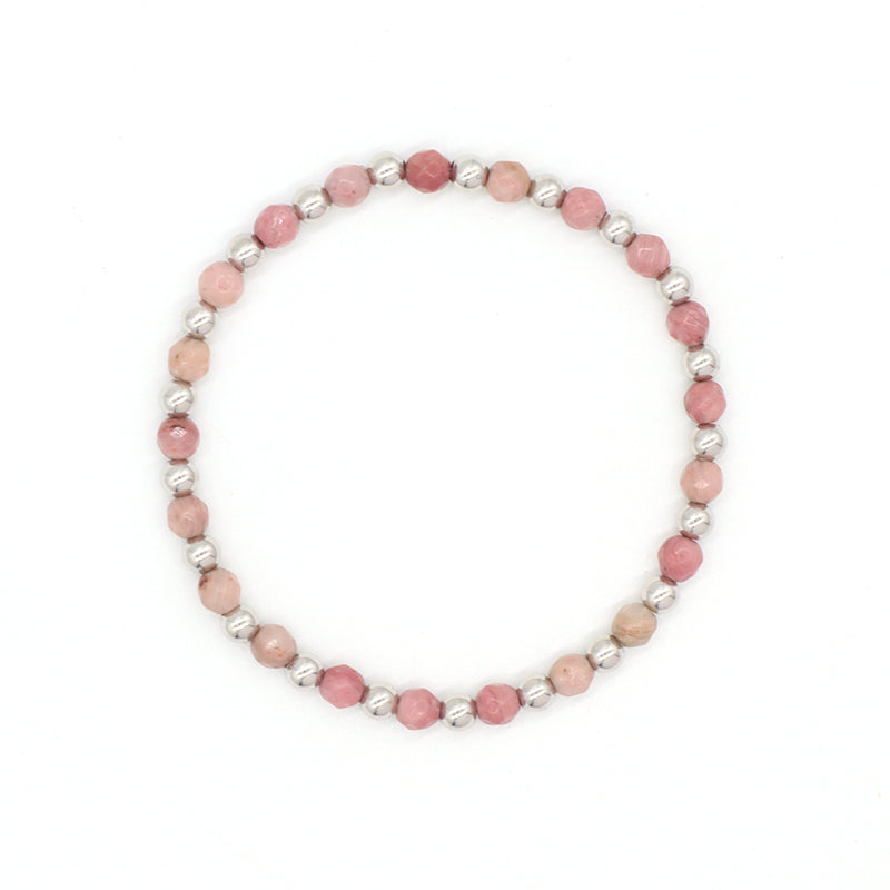 New Wholesale OEM Custom Trendy 4mm Energy Healing Green Agate Red Jade Tiger Eyes Natural Stone Silver Beads Bracelet For Women