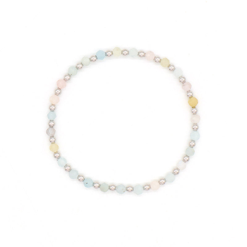 Wholesale Newest OEM Custom Women Trendy 3mm Energy Healing Tiger Eye Black Agate Silver Natural Stone Beaded Stretch Bracelet