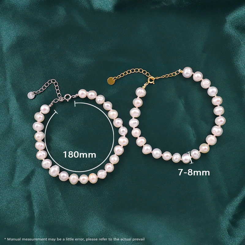 Handmade Custom Women Jewelry Gold Plated 925 Sterling Silver Fresh Water Pearl Beads Bracelet
