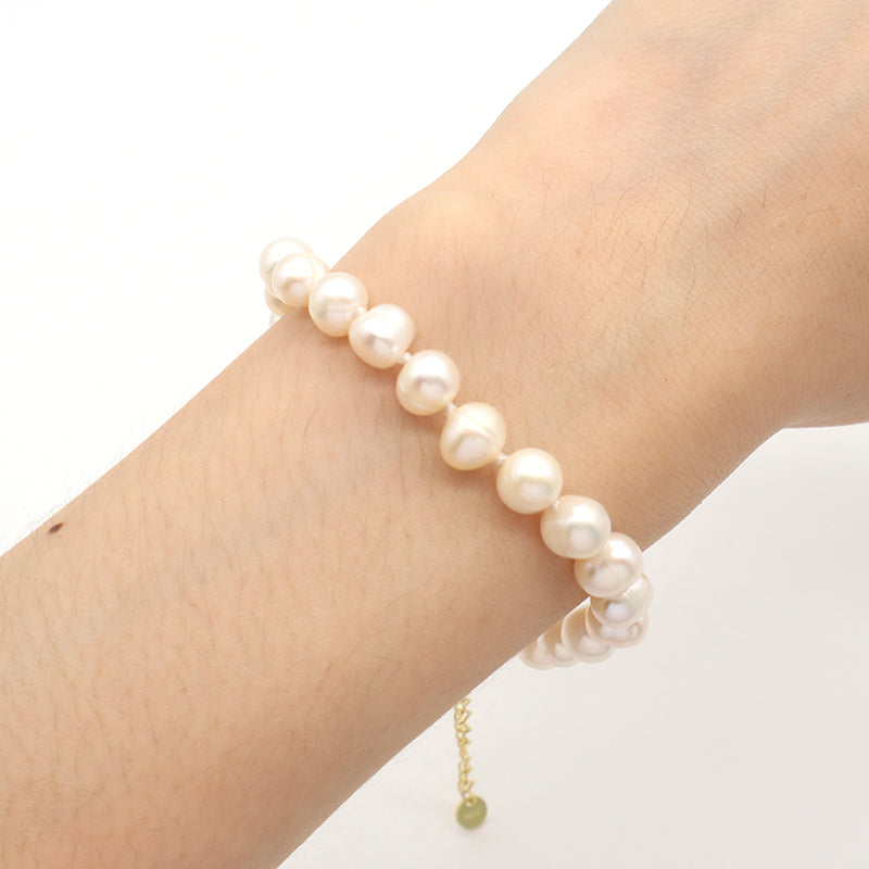 Handmade Custom Women Jewelry Gold Plated 925 Sterling Silver Fresh Water Pearl Beads Bracelet