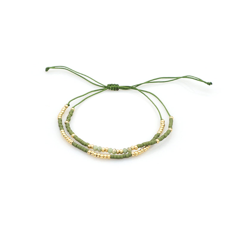 Manufacture Fashion OEM Customized Handmade Gold Plated Beads Women Jewelry Adjustable Braided Woven Macrame Miyuki Bracelet Set