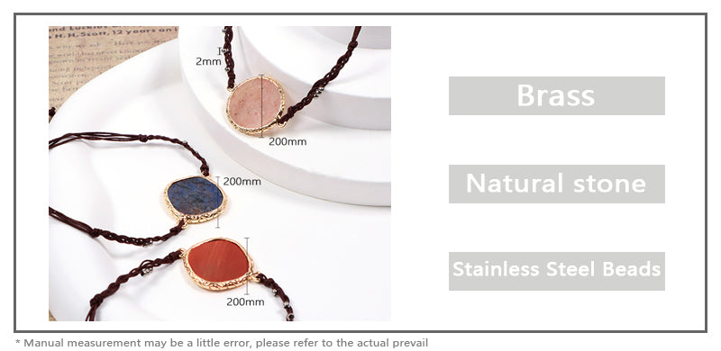 Handmade OEM Wholesale Fashionable Customized Women Woven Stainless Steel Beads Gold Plated Natural Stone Charm Bangle Bracelet