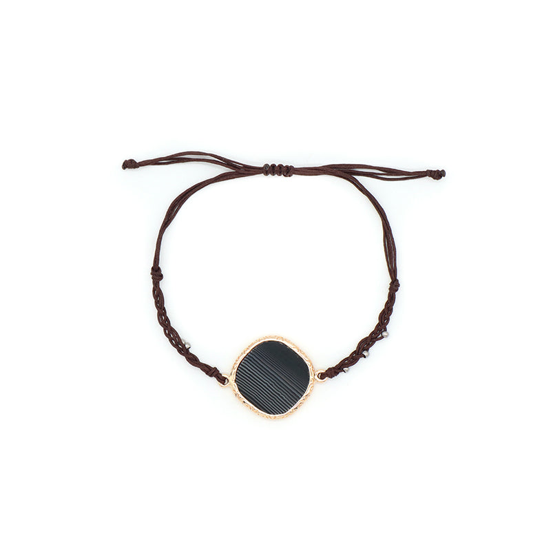 Handmade OEM Wholesale Fashionable Customized Women Woven Stainless Steel Beads Gold Plated Natural Stone Charm Bangle Bracelet