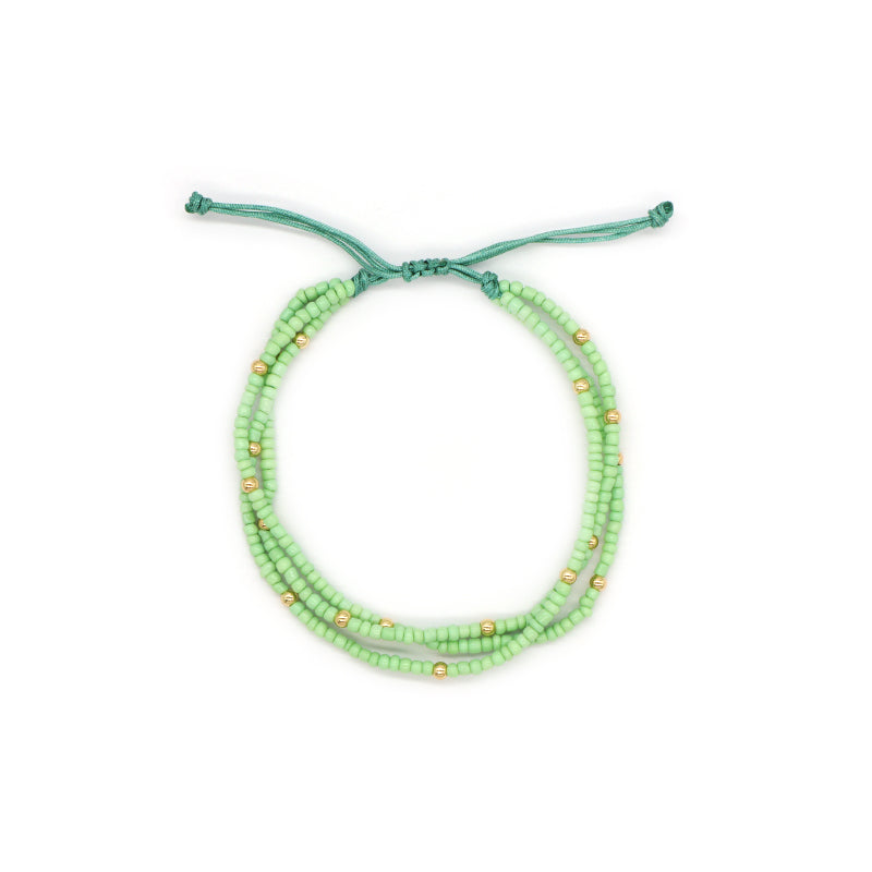 Various Colorful Handmade Wholesale OEM Factory Custom Jewelry Women Adjustable Three Layer Gold Plated Seed Beaded Bracelet