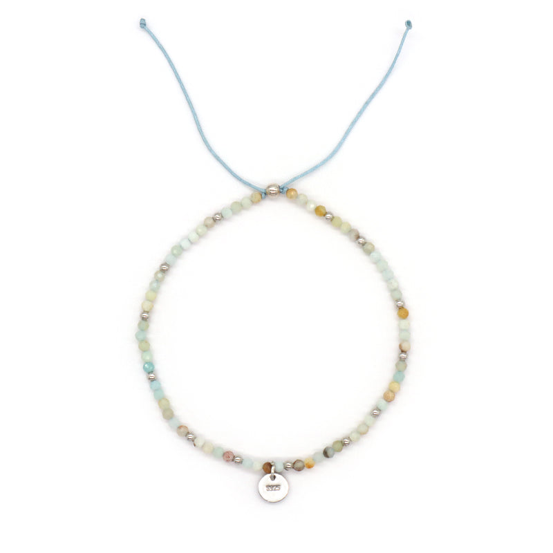 OEM Wholesale Custom Adjustable Handmade Women Energy 925 Sterling Silver Braided Woven Macrame Natural Stone Beads Bracelet