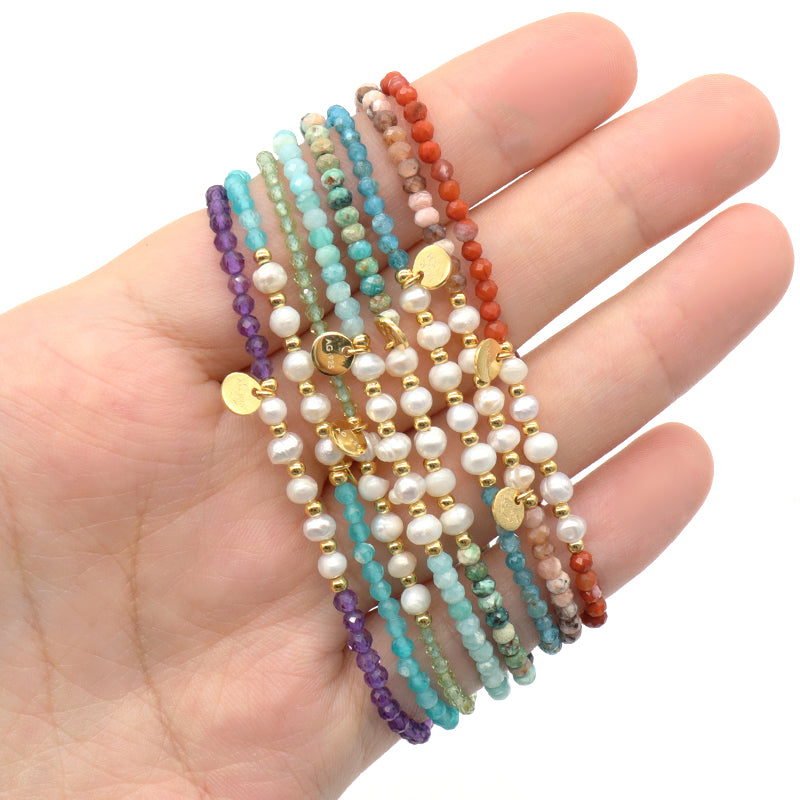 Custom OEM Wholesale Adjustable Woven Macrame Braided Handmade Women 925 Sterling Silver Natural Stone Fresh Water Pearl Bracelet