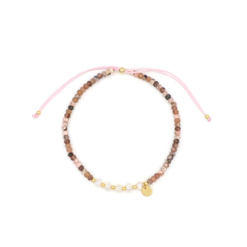 Custom OEM Wholesale Adjustable Woven Macrame Braided Handmade Women 925 Sterling Silver Natural Stone Fresh Water Pearl Bracelet