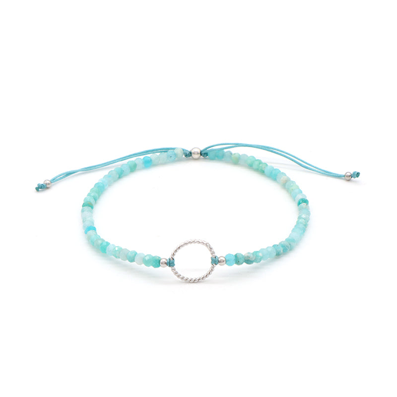 Wholesale Custom OEM Adjustable Handmade Women Macrame Energy Gold Plated 925 Sterling Silver Charm Natural Stone Bracelet