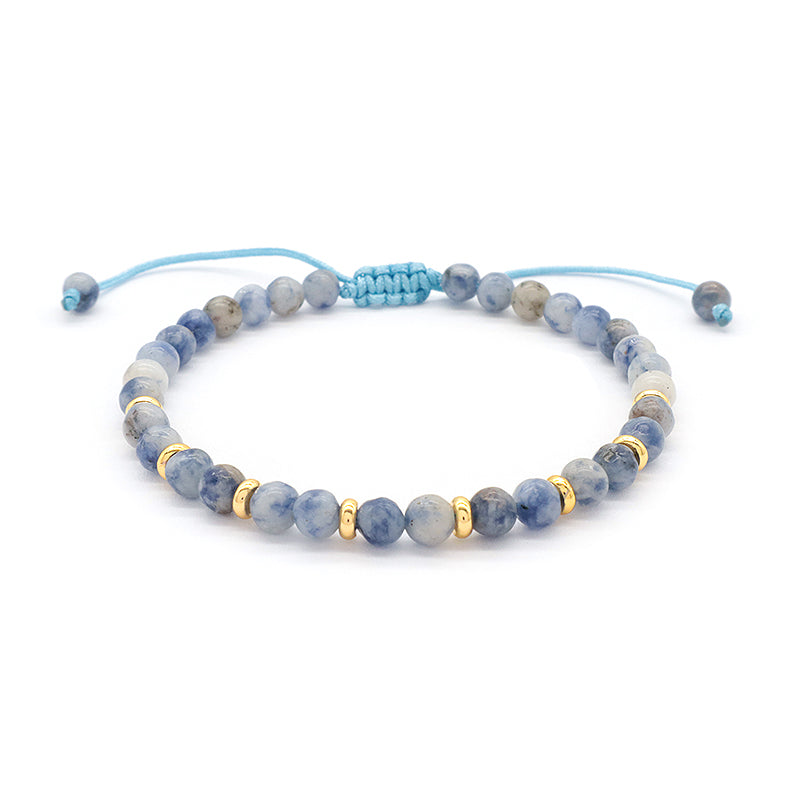 Wholesale Custom OEM Adjustable Handmade Gemstone 4mm Natural Stone Beads Elastic Bracelet For Women Men