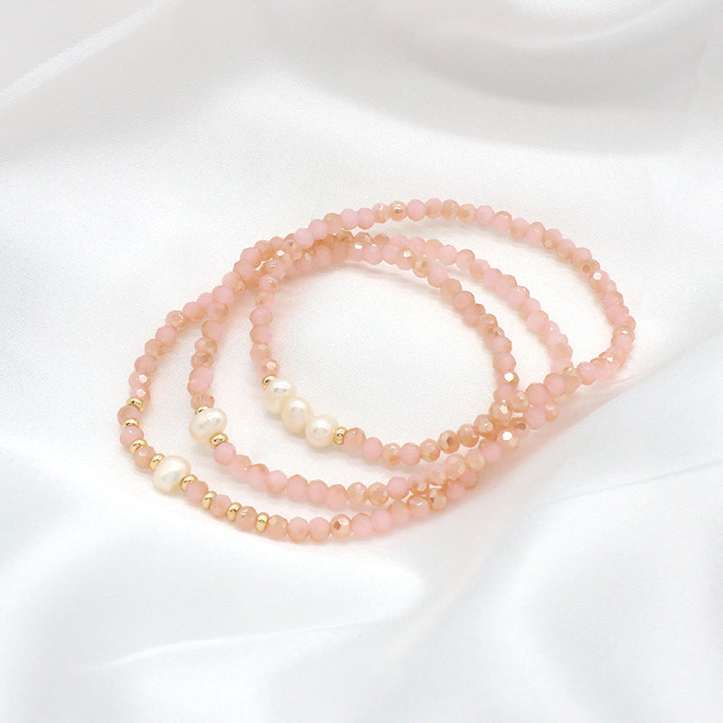 Handmade OEM Wholesale Factory Fashion Jewelry Customized Factory Gift Glass Crystal Beads Bracelet Fresh Water Pearl Bracelet