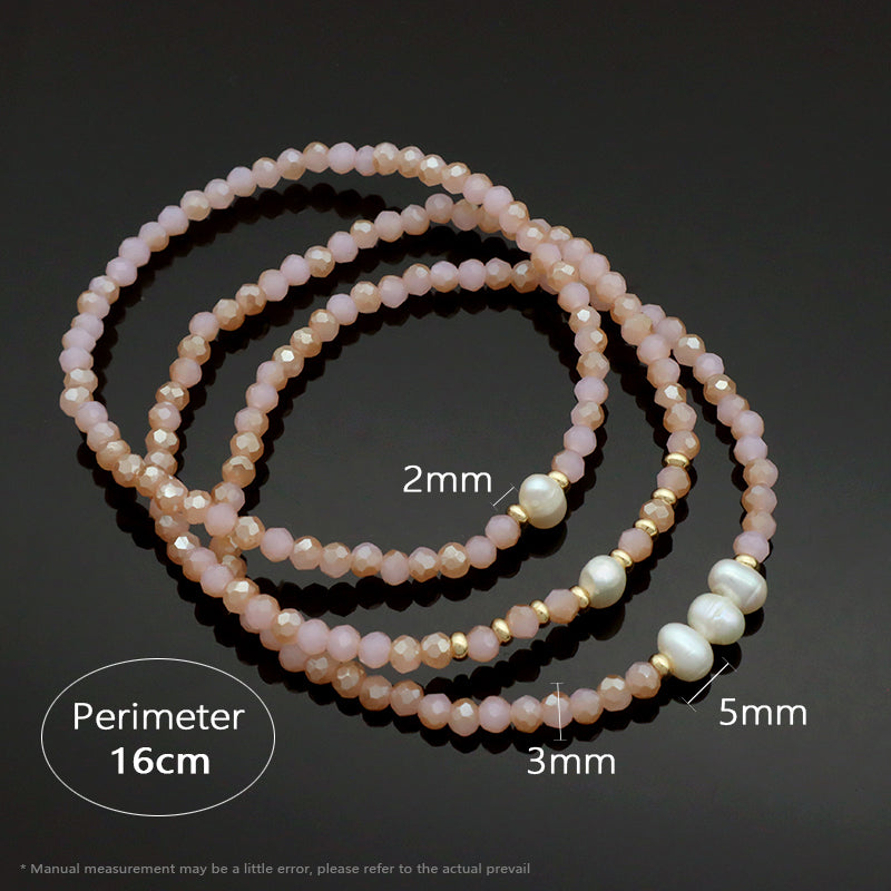 Handmade OEM Wholesale Factory Fashion Jewelry Customized Factory Gift Glass Crystal Beads Bracelet Fresh Water Pearl Bracelet