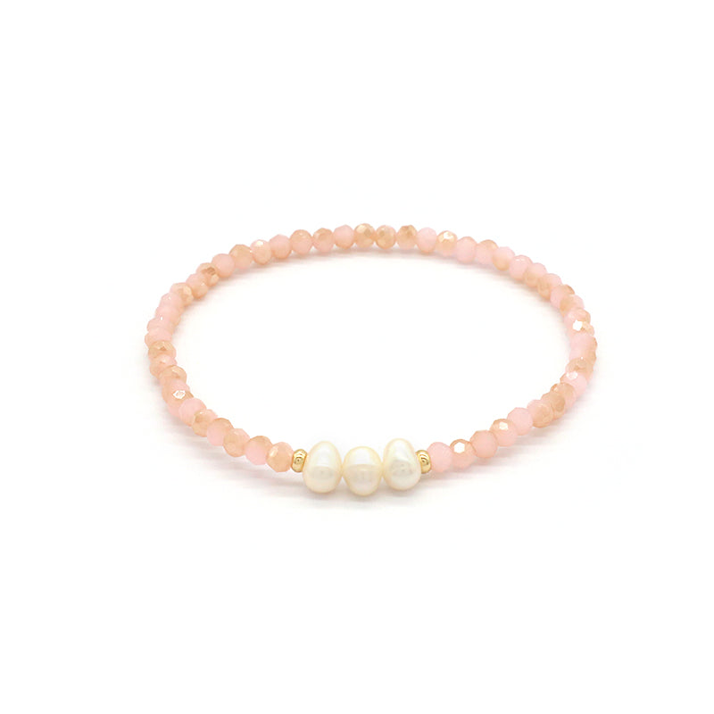 Handmade OEM Wholesale Factory Fashion Jewelry Customized Factory Gift Glass Crystal Beads Bracelet Fresh Water Pearl Bracelet
