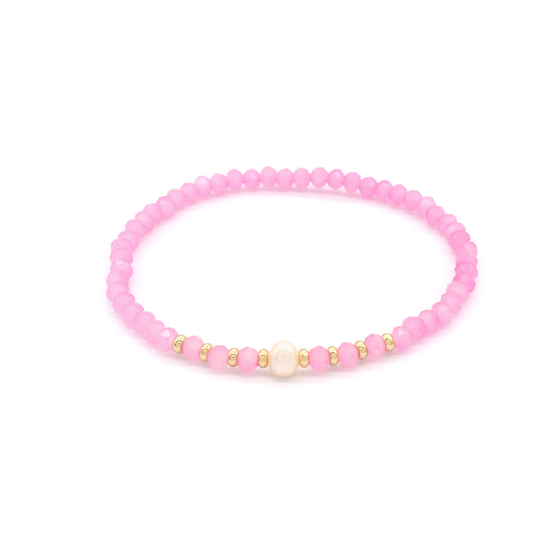 Handmade OEM Wholesale Factory Fashion Jewelry Customized Factory Gift Glass Crystal Beads Bracelet Fresh Water Pearl Bracelet
