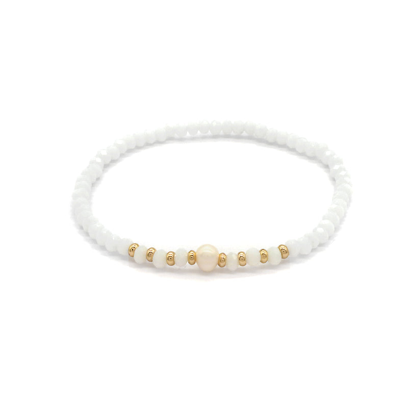 Handmade OEM Wholesale Factory Fashion Jewelry Customized Factory Gift Glass Crystal Beads Bracelet Fresh Water Pearl Bracelet